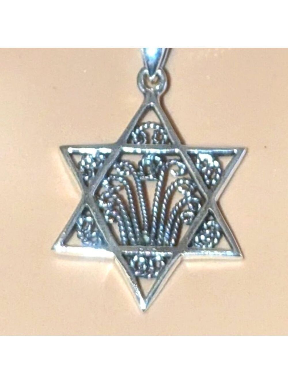 Pendant-Star of David, interior set  Silver Filigree Stalks of Grain